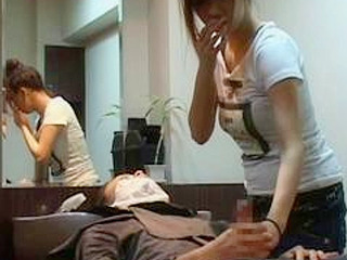 Nippon stud gets nipple twisted by Tokyo stylist with XXX blowjob and fingers wet 'china'.